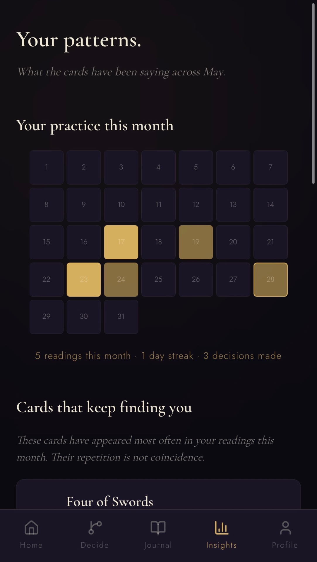 Your patterns, revealed.